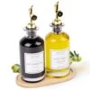 IARA & KHLOE Olive Oil Dispenser Bottle For Kitchen - Olive Oil And Vinegar Dispenser Set - Oil Bottles With Oil Dispenser Spout And Bamboo Tray, Cooking Oil Dispenser Bottles With Waterproof Labels