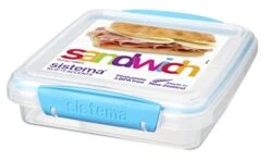 Sistema KLIP IT Accents Collection Sandwich Box Food Storage Container, 15.2 Oz./0.5 L, Color Received May Vary