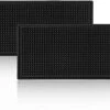 | Black Bar Mats Set Of 2 (12x6 Inches) | Drying, Durable And Stylish Spill Mats For Bars, Restaurants, Coffee Shops, Bar Mats For Countertop And Table Top, Non-Spill & Non-Toxic Mats