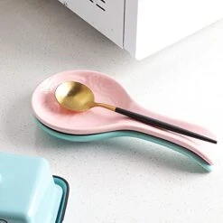 Owl Ceramic Spoon Rest Set, Large Spoon Holder For Kitchen, Drip Catcher For Ladle, Spatula, Tongs, Cooking Accessories, Set Of 2 (Pink) -Peugeot Shop 41QYgNydxxL