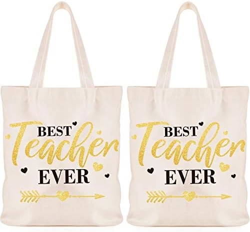 Frienda 2 Pcs Teacher Tote Bags Canvas Teacher Appreciation Bags For Women Reusable Teacher Gift Bag For School Supplies 7 Frienda 2 Pcs Teacher Tote Bags Canvas Teacher Appreciation Bags For Women Reusable Teacher Gift Bag For School Supplies - Image 7