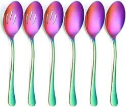 6 Pack Serving Spoons Set, 3 Large Serving Spoons, 3 Slotted Serving Spoons, Stainless Steel Buffet Dinner Restaurant Serving Spoons Set, Catering Serving Utensils For Party Banquet, 9.8 Inch -Peugeot Shop 41QbY01PltS. AC 1