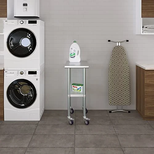 24" X 15" Stainless Steel Work Table With Casters | Heavy Duty Metal Utility Table On Wheels | Kitchen Island Cart 4 24" X 15" Stainless Steel Work Table With Casters | Heavy Duty Metal Utility Table On Wheels | Kitchen Island Cart - Image 4