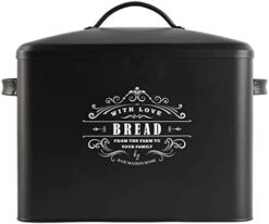 Extra Large Black Bread Box - Bread Boxes For Kitchen Counter Holds 2+ Loaves For All Your Bread Storage - Bread Container Counter Organizer To Suit Farmhouse Kitchen Decor, Vintage Kitchen, Rustic (Bread Box) 13 Extra Large Black Bread Box - Bread Boxes For Kitchen Counter Holds 2+ Loaves For All Your Bread Storage - Bread Container Counter Organizer To Suit Farmhouse Kitchen Decor, Vintage Kitchen, Rustic (Bread Box) -Peugeot Shop 41Qcnn2GAPL. AC