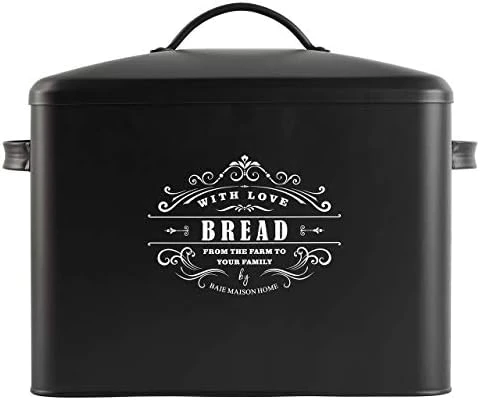 Extra Large Black Bread Box - Bread Boxes For Kitchen Counter Holds 2+ Loaves For All Your Bread Storage - Bread Container Counter Organizer To Suit Farmhouse Kitchen Decor, Vintage Kitchen, Rustic (Bread Box) 6 Extra Large Black Bread Box - Bread Boxes For Kitchen Counter Holds 2+ Loaves For All Your Bread Storage - Bread Container Counter Organizer To Suit Farmhouse Kitchen Decor, Vintage Kitchen, Rustic (Bread Box) - Image 6