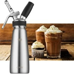 CURTA Professional Whipped Cream Dispenser, 18-8 Stainless Steel Food Grade Cream Whipper, Cream Maker With 3 Decorating Stainless Steel Nozzles, 500ml / 1 Pint Canister, N2O Chargers (Not Included)