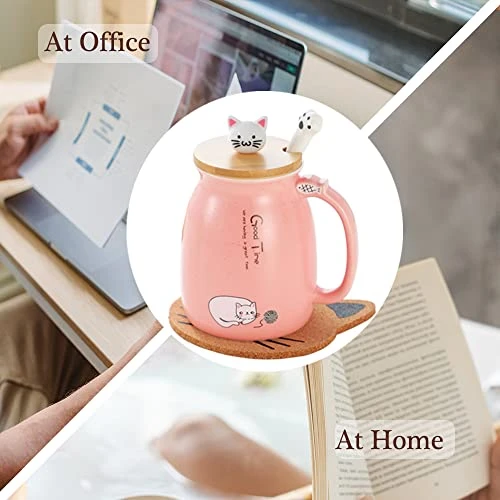 Cat Mug Cute Ceramic Coffee Mugs With Lovely Kitty Lid Cat Paw Spoon Kawaii Coaster Novelty Tea Cup Pink Mug For Women Christmas Mug Mothers Day Gifts Birthday Gifts 380ML 5 Cat Mug Cute Ceramic Coffee Mugs With Lovely Kitty Lid Cat Paw Spoon Kawaii Coaster Novelty Tea Cup Pink Mug For Women Christmas Mug Mothers Day Gifts Birthday Gifts 380ML - Image 5