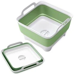 9L Collapsible Dish Tub Portable Sink, Folding Laundry Tub, Washing Basin With Draining Plug, Camping Dish Tub, Portable Wash Dish Basin. (Gray) -Peugeot Shop 41QmaJPDnKL