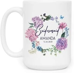 Et Of 6 - Personalized Bridesmaid Coffee Mug Gifts W/Free Customization - 15oz Ceramic Mug - Matron Of Honor, Mother Of The Bride, Maid Of Honor, Bridesmaid Gifts, Bachelorette Gift - Floral -Peugeot Shop 41Qn1CAtKTL. AC