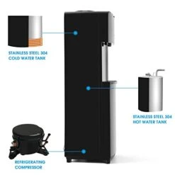 Water Coolers 5 Gallon Top Load,Hot/Cold Water Cooler Dispenser, Innovative Slim Design Energy Saving Freestanding With Child Safety Lock For Home Or Office Black