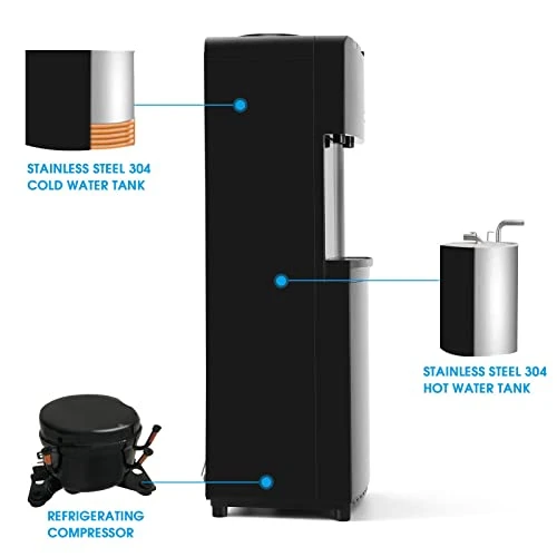 Water Coolers 5 Gallon Top Load,Hot/Cold Water Cooler Dispenser, Innovative Slim Design Energy Saving Freestanding With Child Safety Lock For Home Or Office Black 1 Water Coolers 5 Gallon Top Load,Hot/Cold Water Cooler Dispenser, Innovative Slim Design Energy Saving Freestanding With Child Safety Lock For Home Or Office Black