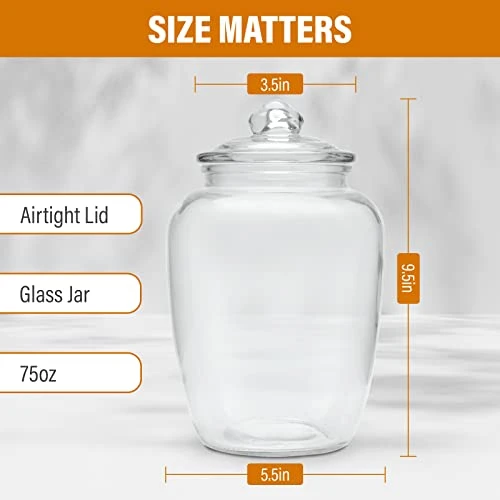 Glass Jars With Airtight Lid - Set Of 2 Large Apothecary Jar - 2 Pc Glass Jar Set – Canisters Sets For The Kitchen For Cookies, Flour, Sugar, Rice - Holds 75oz 9.5 X 5.5-inch 3 Glass Jars With Airtight Lid - Set Of 2 Large Apothecary Jar - 2 Pc Glass Jar Set – Canisters Sets For The Kitchen For Cookies, Flour, Sugar, Rice - Holds 75oz 9.5 X 5.5-inch - Image 3