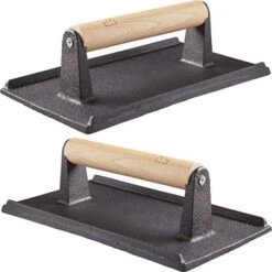 Pro Grade, Pre Seasoned Cast Iron Grill Weight 2Pk. Heavy Duty Steak And Burger Press With Wooden Handle For Grills, Griddles And Flattops. Perfect Gadget For Bacon, Paninis, Sandwiches And Vegetables -Peugeot Shop 41QuCU90eFL. AC