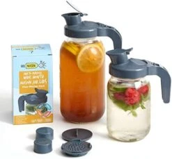 Fermentation Kit - 4 Wide Mouth Fermentation Lids And Mason Jar Pour Spout Caps, Mason Jar Pour Spout Lid. 1 Pour Handle- Pickling Kit, Flip Cap,Fits Pitcher Jars For Christmas Ferments And Drinks. -Peugeot Shop 41QxzxZ0YZL. AC