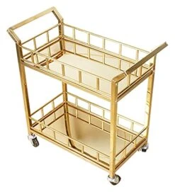 Functional Trolley Shopping Cart With Storage Box Restaurant Drink Cart Food Delivery Trolley Commercial Stainless Steel Double-Layer 4S Shop Tea Service Cart KTV Cart Mobile Wine Rack
