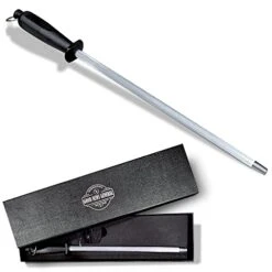 12 Inch Honing Steel, Steel Knife Sharpening Rod, Easy To Hang, Black