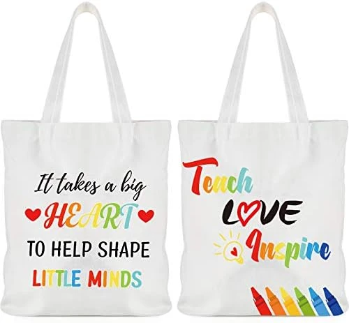 Frienda 2 Pcs Teacher Tote Bags Canvas Teacher Appreciation Bags For Women Reusable Teacher Gift Bag For School Supplies 10 Frienda 2 Pcs Teacher Tote Bags Canvas Teacher Appreciation Bags For Women Reusable Teacher Gift Bag For School Supplies - Image 10
