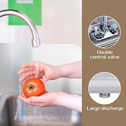 Tainless Steel Sink For Washing With Faucet And Side Splash, NSF Commercial Wall Mount Hand Basin For Restaurant, Kitchen And Home, 17 X 15 Inches 5 Tainless Steel Sink For Washing With Faucet And Side Splash, NSF Commercial Wall Mount Hand Basin For Restaurant, Kitchen And Home, 17 X 15 Inches - Image 5