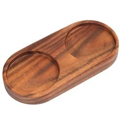 Salt And Pepper Mill Tray, Acacia Wood Tray, Pepper Mill Holder & Rest (Inner Dia 2.3 Inch) Fit Many Mills & Shakers, Salt & Pepper Grinder Accessories, Kitchen Storage Holder