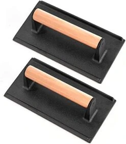 Cast Iron Burger Press, 7 Inch Round Heavy Duty Bacon Meat Steak Grill Press With Wooden Handle, Heat Proof, Rust Resistance, Griddle Accessorie Burger Smasher For BBQ Flat Top Teppanyaki -Peugeot Shop 41RMnBnUadL. AC