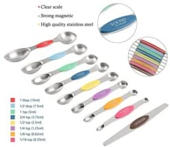Magnetic Measuring Cups And Spoons Set Including 7 Stainless Steel Heavy Duty Measuring Cup 8 Double Sided Measuring Spoons With 1 Leveler For Dry And Liquid Ingredients (Color) -Peugeot Shop 41RPz0gzolL