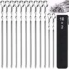 Kabob Skewers, 17" Metal Kebab Skewers Flat Long Stainless Steel Wide Reusable BBQ Barbecue Shish Kabob Sticks Skewers For Grilling Meat Shrimp Chicken Vegetable, 12 Pack Including Bonus 14" Skewers
