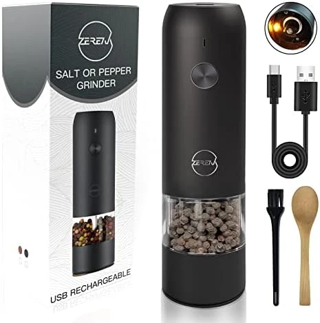 Lectric Pepper Grinder - Rechargeable Salt Pepper Mill, LED Lights Automatic Pepper Salt Mill Grinder Refillable, Adjustable Coarseness Shaker, One Hand Operation (1 Pack) 5 Lectric Pepper Grinder - Rechargeable Salt Pepper Mill, LED Lights Automatic Pepper Salt Mill Grinder Refillable, Adjustable Coarseness Shaker, One Hand Operation (1 Pack) - Image 5