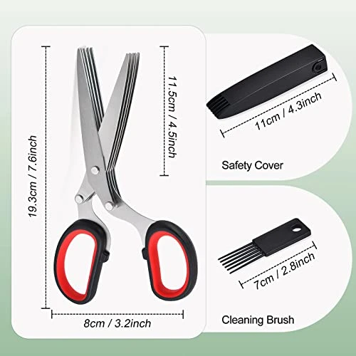 Herb Scissors, Multipurpose Cutting Shears With 5 Blade Kitchen Salad Scissors, Safety Cover And Cleaning Comb For Chopping Cilantro Onion Basil Chive Parsley, Black 2 Herb Scissors, Multipurpose Cutting Shears With 5 Blade Kitchen Salad Scissors, Safety Cover And Cleaning Comb For Chopping Cilantro Onion Basil Chive Parsley, Black - Image 2