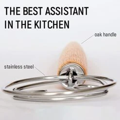 Pack Of Danish Dough Whisk With Dough Scrapper, Stainless Steel Ring Bread Whisk With Wooden Handle Dough Mixer Hand Tool, Danish Whisk For Dough, Dutch Whisk For Cake, Pizza 13 Inch -Peugeot Shop 41RWxYCXJgL