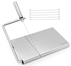 Wire Cheese Slicer,Stainless Steel Cheese Slicer With Accurate Size Scaleļ¼Stainless Steel Cheese Cutter With Serving Board