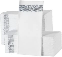 Elinnee Disposable Hand Towels For Bathroom, 200 Linen-Feel Decorative Paper Guest Towels, Soft And Absorbent Paper Napkin For Kitchen, Wedding, Party, Dinner, Or Event, White And Silver -Peugeot Shop 41RiAC5fZOL. AC