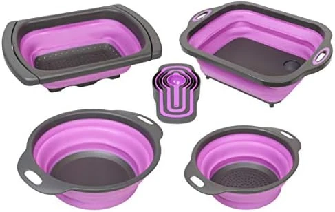 Chef 10 PCS Collapsible Kitchen Silicone Over The Sink Strainer, Colander, Mixing Bowl, Cutting Board, Measuring Cups Set 7 Chef 10 PCS Collapsible Kitchen Silicone Over The Sink Strainer, Colander, Mixing Bowl, Cutting Board, Measuring Cups Set - Image 7