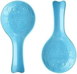 Owl Ceramic Spoon Rest Set, Large Spoon Holder For Kitchen, Drip Catcher For Ladle, Spatula, Tongs, Cooking Accessories, Set Of 2 (Pink) -Peugeot Shop 41Rk5bCI39L. AC