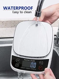 Digital Kitchen Food Scale For Baking And Cooking, 22lb/ 10kg Weight Loss Scales Measure In Grams And Ounces, 0.1g/0.1oz Precise Graduation, Readout Lock& Count Down Function, Waterproof -Peugeot Shop 41RlKD4qeJL