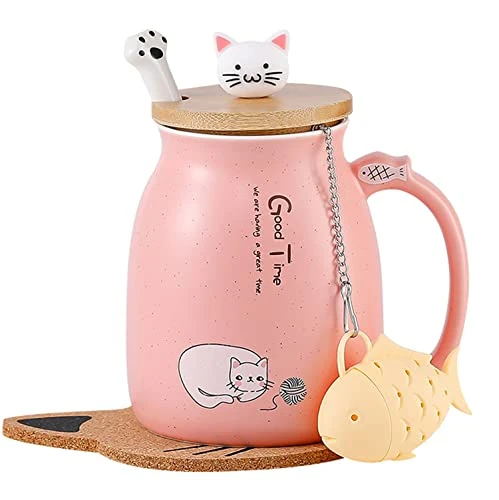 Cat Mug Cute Ceramic Coffee Mugs With Lovely Kitty Lid Cat Paw Spoon Kawaii Coaster Novelty Tea Cup Pink Mug For Women Christmas Mug Mothers Day Gifts Birthday Gifts 380ML 1 Cat Mug Cute Ceramic Coffee Mugs With Lovely Kitty Lid Cat Paw Spoon Kawaii Coaster Novelty Tea Cup Pink Mug For Women Christmas Mug Mothers Day Gifts Birthday Gifts 380ML