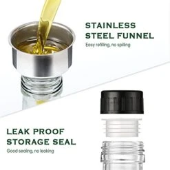 17oz Clear Glass Olive Oil Dispenser Bottle - 500ml Oil & Vinegar Cruet With Pourers And Funnel - Olive Oil Carafe Decanter For Kitchen -Peugeot Shop 41RsMyA4jhS