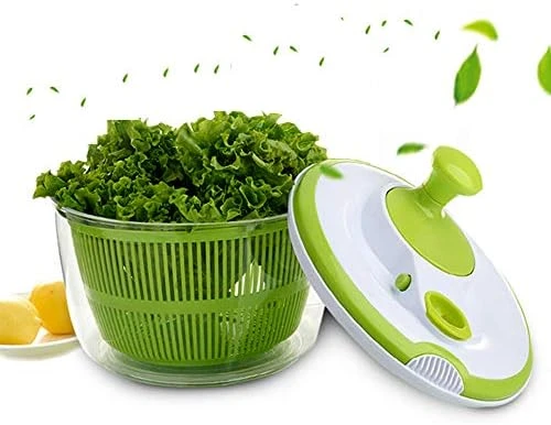 GUANGMING - Salad Spinner Dryer, Easily Spin To Wash And Dry Vegetables Roller Handle 5 Litres Large Lettuce Dryer Fast Dry Action, Non Slip Base,Green 7 GUANGMING - Salad Spinner Dryer, Easily Spin To Wash And Dry Vegetables Roller Handle 5 Litres Large Lettuce Dryer Fast Dry Action, Non Slip Base,Green - Image 7
