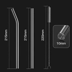 6-Pack Reusable Glass Straw-Transparent,Size 8''x10 MM,Including 3 Straight And 3 Bent With 2 Cleaning Brush- Perfect For Smoothies, Tea, Juice-Clear -Peugeot Shop 41S8OTGJJoL