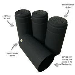 PVC Heat Shrink Capsules - 100 Count I Variety Mix: 40 Matte Black, 40 Burgundy Red, 20 Classic Gold Color 7 PVC Heat Shrink Capsules - 100 Count I Variety Mix: 40 Matte Black, 40 Burgundy Red, 20 Classic Gold Color -Peugeot Shop 41S8cvtmBjL