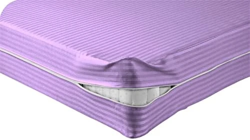 Luxurious Mattress Cover 1000 Thread Counts 100% Egyptian, 28" Inch Deep Pocket Olympic Queen Size, Stripe Sand Zipper Around The Mattress 14 Luxurious Mattress Cover 1000 Thread Counts 100% Egyptian, 28" Inch Deep Pocket Olympic Queen Size, Stripe Sand Zipper Around The Mattress - Image 14