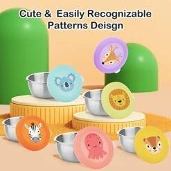 [6 Pack] Salad Dressing Containers To Go, 1.6 Oz Reusable Condiment Cups With Lids, Stainless Steel Dipping Sauce Containers With Silicone Lids For Lunch Bento Box (Cartoon Animal) -Peugeot Shop 41SFtPyw9TL