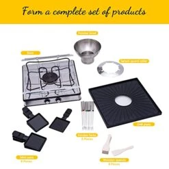 GIVENEU Electric Fondue Pot Set, 600ML Fondue Pot With Grill Plate, 8 Color-Coded Forks, 8 Non-Stick Pans, Dual Thermostat Fondue Grill Combo For Chocolate, Cheese, Grilling -Peugeot Shop 41SHgjAh6DL