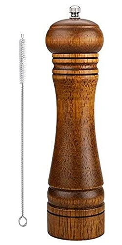 Efillable Wooden Pepper Mill - Big Solid Oaken Wood Gourmet Professional Mills Shaker With Strong Non-corrosive Adjustable Ceramic Grinder Mechanism - Fine To Coarse - 8 In 1 Efillable Wooden Pepper Mill - Big Solid Oaken Wood Gourmet Professional Mills Shaker With Strong Non-corrosive Adjustable Ceramic Grinder Mechanism - Fine To Coarse - 8 In
