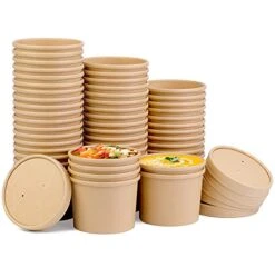 50 Pack 12 Oz Soup Containers With Lids,Disposable Containers With Lids For Food,ice Cream Cups With Lids. Ice Cream Container For Storing Food In The Refrigerator Or Carrying Out