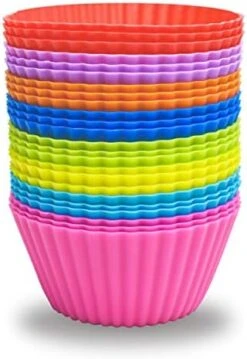 24 Pack Silicone Baking Cups Reusable Muffin Liners Non-Stick Cup Cake Molds Set Cupcake Silicone Liner Standard Size Silicone Cupcake Holder Reusable Cupcake Liners Christmas Gift (8 Rainbow Colors) -Peugeot Shop 41SSO O2NBL. AC