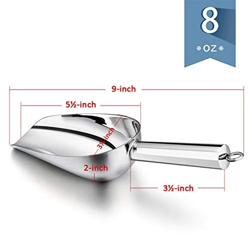 8 Ounce Ice Scoop Set Of 2, E-far Stainless Steel Scoops For Ice Cube/Candy/Flour/Sugar, Metal Utility Scoops For Party, Baking, Kitchen Pantry, Rust Free & Dishwasher Safe 2 8 Ounce Ice Scoop Set Of 2, E-far Stainless Steel Scoops For Ice Cube/Candy/Flour/Sugar, Metal Utility Scoops For Party, Baking, Kitchen Pantry, Rust Free & Dishwasher Safe - Image 2