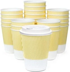Disposable Coffee Cups With Lids - (80 Set) 12 Oz Paper To Go Coffee Cups With Resealable Lids Prevent Leaks! Travel Insulated Hot Beverage Drink Cup. Will Not Bend With Heat Or Burn Fingers -Peugeot Shop 41SYpnOCzmL. AC