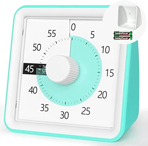 Isual Timer With Protective Case, 60-Minute Countdown Timer For Kids Autism ADHD Classroom Home Office, Countdown Clock For Teaching Work, Pomodoro Timer For Time Management Education, Sky Blue 7 Isual Timer With Protective Case, 60-Minute Countdown Timer For Kids Autism ADHD Classroom Home Office, Countdown Clock For Teaching Work, Pomodoro Timer For Time Management Education, Sky Blue - Image 7