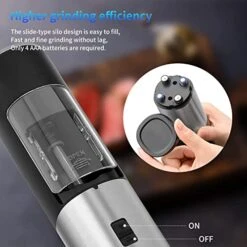 Pepper Grinder Mill Electric Salt And Pepper Grinder,Gravity Automatic Pepper Mill Grinder With Adjustable Coarseness,LED Blue Light,Battery Powered,Safety Switch Button,Stainless Steel(1PCS) -Peugeot Shop 41ScjnxebUL