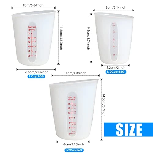 Silicone Measuring Cups Flexible Measure Cups For Epoxy Resin Butter, Chocolate Mixing Plaster Stir Squeeze Pour Baking Cup BPA Free 500 ML + 250 ML (2 PCS) 2 Silicone Measuring Cups Flexible Measure Cups For Epoxy Resin Butter, Chocolate Mixing Plaster Stir Squeeze Pour Baking Cup BPA Free 500 ML + 250 ML (2 PCS) - Image 2